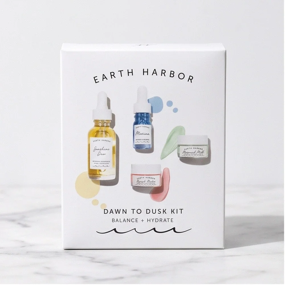 Earth‎ Harbor Dawn to Dusk Kit Balance + Hydrate Skincare Set 4 Pieces NEW